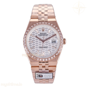 Land Dweller 127335 904L 3BF White Textured Dial Diamonds Bezel on RG Bracelet SA7135
