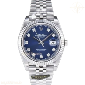 Datejust 41 126334 Bright Blue Dial Diamond Markers on Jubilee Bracelet