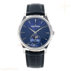 Jaeger-LeCoultre Master Ultra Thin Moon 1368420 SS Z+F Blue Dial on Black Leather Strap SA925