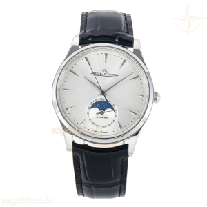 Jaeger-LeCoultre Master Ultra Thin Moon 1368420 SS Z+F White Dial on Black Leather Strap SA925
