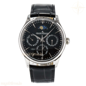 Jaeger-LeCoultre Master Ultra Thin Perpetual Calendar SS V9F Black Dial on Black Leather Strap A868 V2