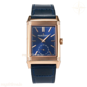 Jaeger-LeCoultre Reverso Tribute Duoface Small Seconds RG MGF Blue Dial on Blue Leather Strap A854A