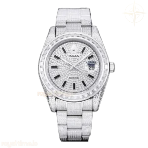 Datejust 41 Custom Diamond Paved Dial with Stick Markers in Steel