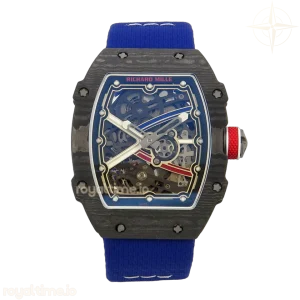 Richard Mille AVF RM67-02 Black NTPT Red/Blue/White Skeleton Dial on Blue Elastic strap CRMA7 V2