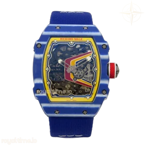 Richard Mille AVF RM67-02 Blue NTPT Red/Yellow Skeleton Dial on Blue Elastic strap CRMA7 V2