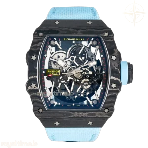 Richard Mille Custom RM035-02 NTPT PPMF Blue Crown on Nylon Strap Custom Vaucher Movement