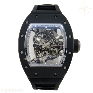 Richard Mille Custom RM055 Black Ceramic ZGF Silver Inner Bezel on Black Rubber Strap Vaucher Manufacture Fleurier Movement (Free Sprung)