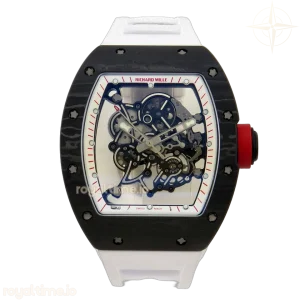 Richard Mille Custom RM055 Black Ceramic ZGF White Inner Bezel on White Rubber Strap Vaucher Manufacture Fleurier Movement (Free Sprung)