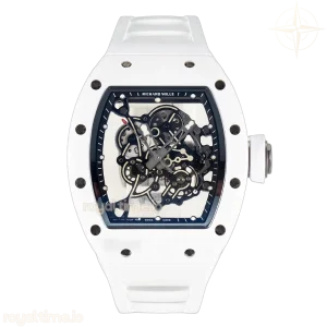 Richard Mille Custom RM055 White Ceramic APSF Black Bezel White Crown on Rubber Strap Custom Vaucher Movement