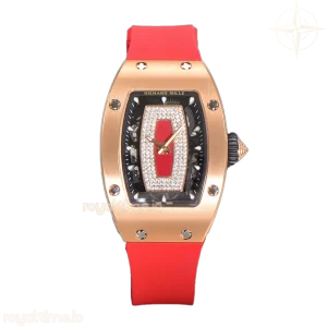 Richard Mille RM 007 Automatic Ladies in Rose Gold on Red Rubber Strap