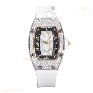 Richard Mille RM 007 Automatic Ladies with Diamond Bezel in Steel on White Rubber Strap