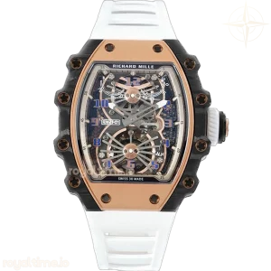 Richard Mille RM 021-01 Tourbillon Aerodyne in Rose Gold on White Rubber Strap