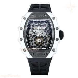 Richard Mille RM 021-02 Tourbillon Aerodyne on White Quartz on Black Rubber Strap