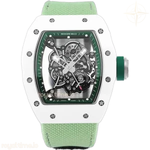 Richard Mille RM 055 White Bubba Watson White Ceramic on Green Nylon Strap