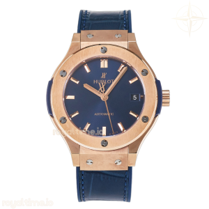 Hublot Classic Fusion 38mm RG JJF Blue Dial on Blue Gummy Leather Strap