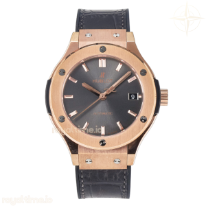 Hublot Classic Fusion 38mm RG JJF Gray Dial on Black Gummy Leather Strap