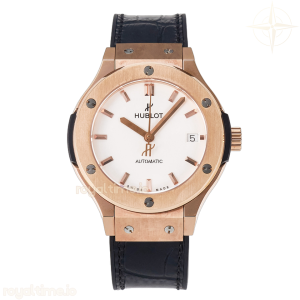 Hublot Classic Fusion 38mm RG JJF White Dial on Black Gummy Leather Strap
