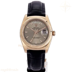 Day-Date 36 Silver Dial in Rose Gold on Leather Strap