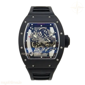 Richard Mille RM055 Black Ceramic MLF Black/Red Inner Bezel on Black Rubber Strap RMUL2 V2 (Brushed Ribs)