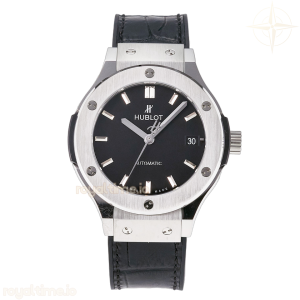 Hublot Classic Fusion 38mm SS JJF Black Dial on Black Gummy Leather Strap