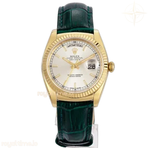 Day-Date 36 White Dial in Yellow Gold on Leather Strap
