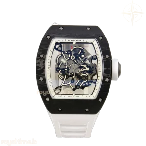 Richard Mille RM055 NTPT MLF White/Black Inner Bezel on White Rubber Strap RMUL2 V2 (Brushed Ribs)