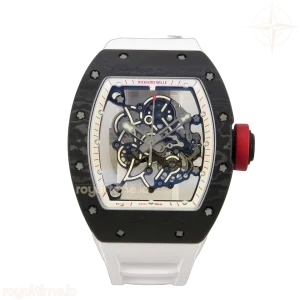 Richard Mille RM055 NTPT MLF White/Red Inner Bezel on White Rubber Strap RMUL2 V2 (Brushed Ribs)