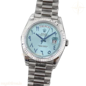 Day-Date 40 228206 Blue Dial in Platinum with Arabic Markers
