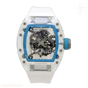 Richard Mille RM055 Transparent A9F Blue Inner Bezel on White Rubber Strap RMUL2 Free Sprung