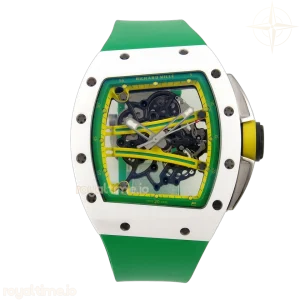 Richard Mille RM061 White Ceramic APSF Yellow/Green Skeleton Dial on Green Rubber Strap RMUL2