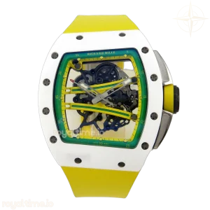 Richard Mille RM061 White Ceramic APSF Yellow/Green Skeleton Dial on Yellow Rubber Strap RMUL2