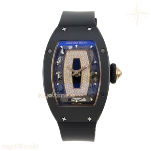 Richard Mille RM07 Ladies Black Ceramic Diamonds Bezel ZF Black Dial on Black Rubber Strap CRMA2