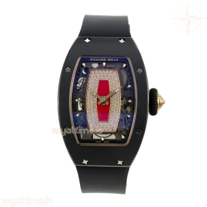 Richard Mille RM07 Ladies Black Ceramic Diamonds Bezel ZF Red Dial on Black Rubber Strap CRMA2