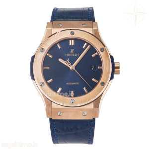 Hublot Classic Fusion 42mm RG JJF Blue Dial on Blue Gummy Leather Strap