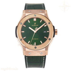 Hublot Classic Fusion 42mm RG JJF Green Dial on Green Gummy Leather Strap