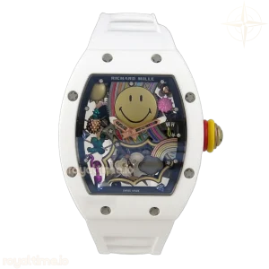 Richard Mille RM88 Tourbillon Smiley White Ceramic RMF on White Rubber Strap