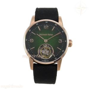 Audemars Piguet Code 11.59 Tourbillon 29396 RG APPF Green Aventurine Enamel Dial on Black Nylon Strap A2948