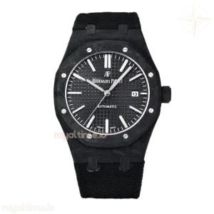 Audemars Piguet Royal Oak 15400 Black Dial in Carbon Fibre on Black Nylon Strap