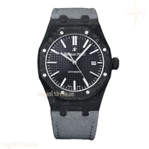 Audemars Piguet Royal Oak 15400 Black Dial in Carbon Fibre on Grey Nylon Strap