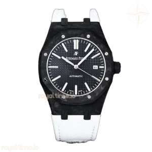 Audemars Piguet Royal Oak 15400 Black Dial in Carbon Fibre on White Nylon Strap