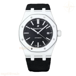 Audemars Piguet Royal Oak 15400 Black Dial in White Carbon Fibre on Black Nylon Strap