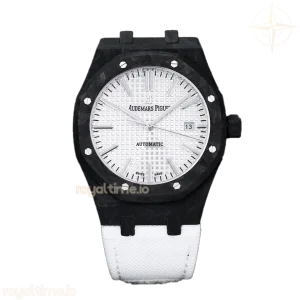Audemars Piguet Royal Oak 15400 White Dial in Carbon Fibre on White Nylon Strap