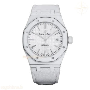 Audemars Piguet Royal Oak 15400 White Dial in White Carbon Fibre on White Nylon Strap