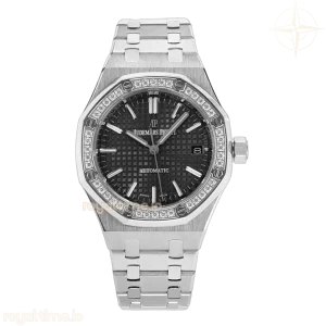 Audemars Piguet Royal Oak 15450ST 37mm Black Dial in Steel with Diamond Bezel