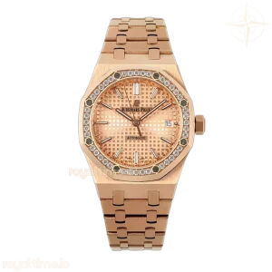 Audemars Piguet Royal Oak 15450ST 37mm Champagne Dial in Rose Gold with Diamond Bezel