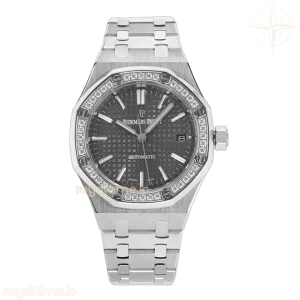 Audemars Piguet Royal Oak 15450ST 37mm Grey Dial in Steel with Diamond Bezel