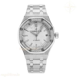 Audemars Piguet Royal Oak 15450ST 37mm White Dial in Steel with Diamond Bezel