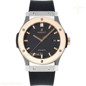 Hublot Classic Fusion Automatic 42mm Black Dial on Steel/Rose Gold on Rubber Strap