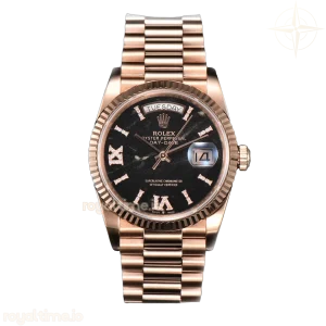 Daydate 36 128235 Eisenkiesel (Quartz Stone) Diamond Roman Dial in Everose Gold
