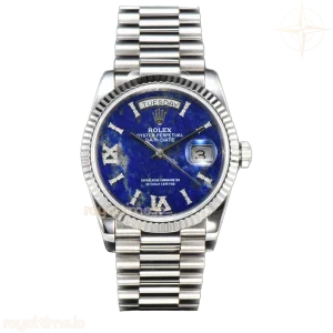 Daydate 36 128236 Lapis Lazuli Diamond Roman Dial in Platinum